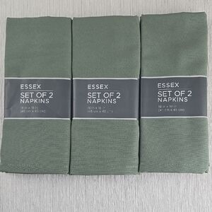 Essex Sage Green Cloth Napkins Set of 6 Textured 100% Polyester 18x18 Square NEW